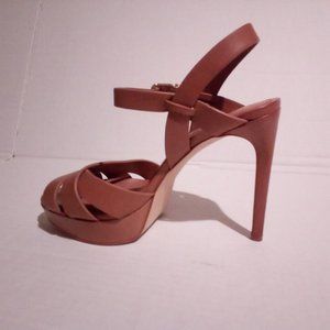 GIANNI BINI Tan Genuine Leather Ankle Strap Stiletto Heels Women's Size 7